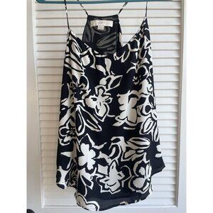 Ann Taylor Loft Strapless Black and White Floral Flowing Women's Shirt Sz S